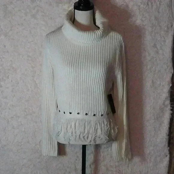 Freethinker Cream Fringe Cropped Sweater Size M - Picture 2 of 9